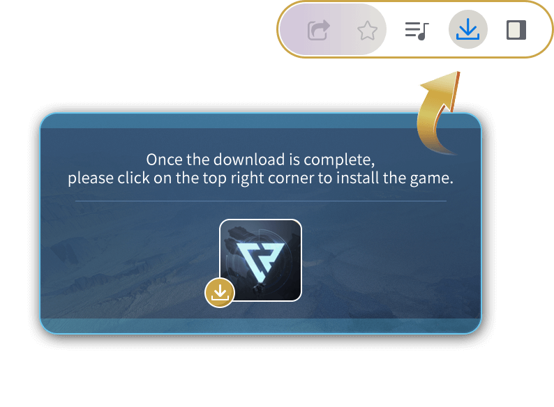 Once the download is complete, please click on the top right corner to install the game.